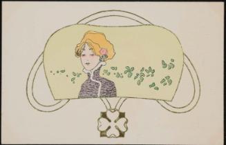 Girl with clovers, from the series Girls in frames with gilded clover leaves