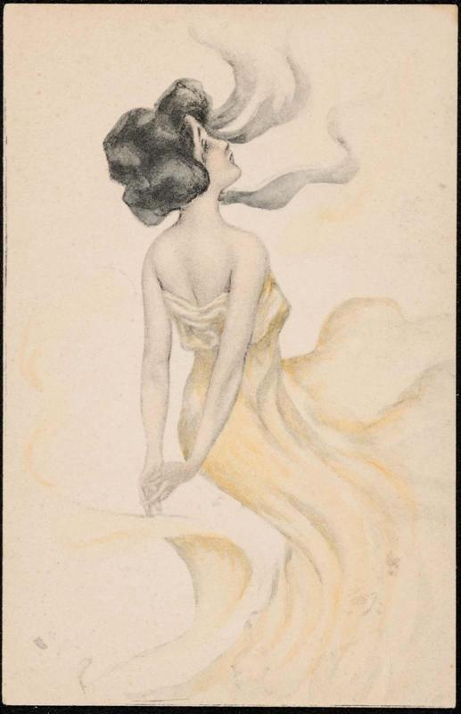 Woman floating up with hands behind her back, from the series Hovering girls