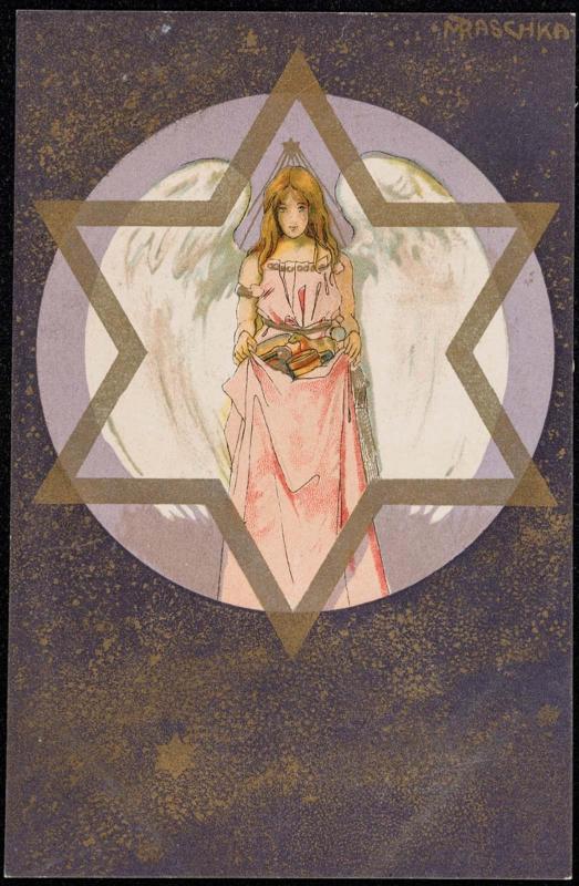 Angel bringing gifts, from the series Christmas pictures by Raschka
