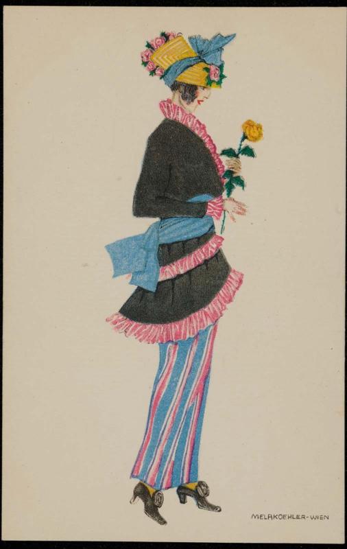 Black coat with pink ruffles