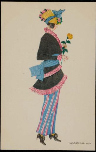 Black coat with pink ruffles