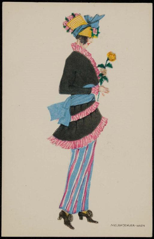 Black coat with pink ruffles