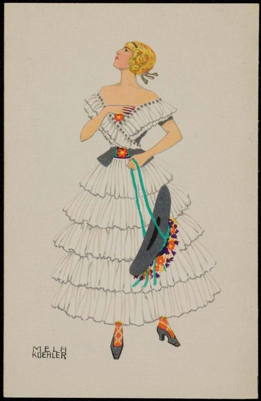 Blond haired woman in a white lace dress
