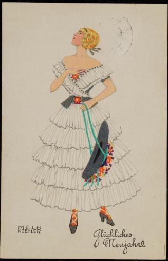 Blond woman in a white lace dress