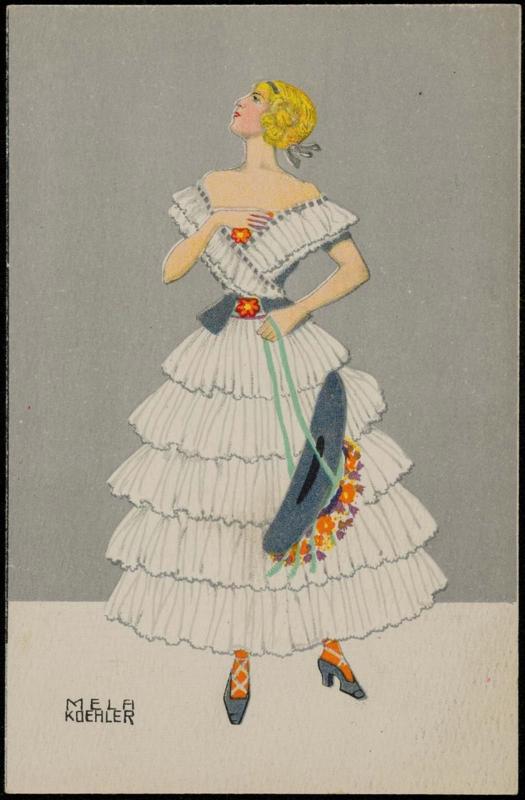 Blond haired woman in a white lace dress