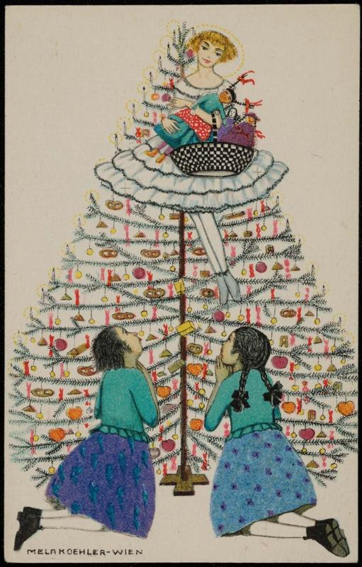 Angel bringing presents to two girls