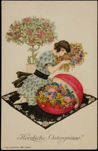 Blue dress with red egg
