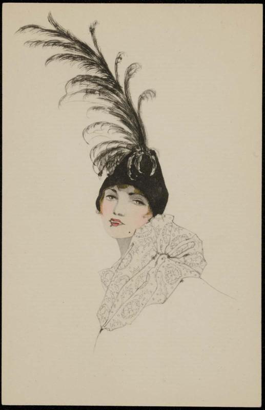 Black hat with large feather plume