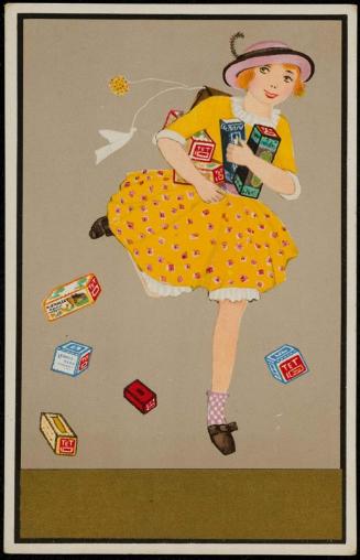 Girl in yellow dress with an armful of cookies