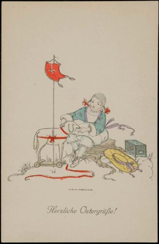 Girl with a toy lamb
