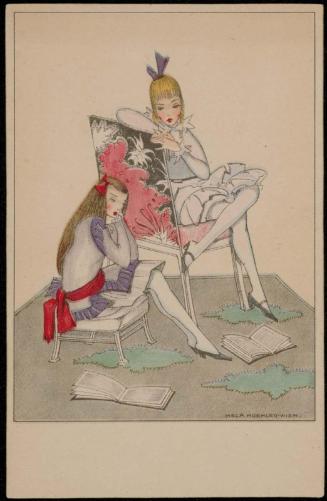 Two girls in fancy dresses