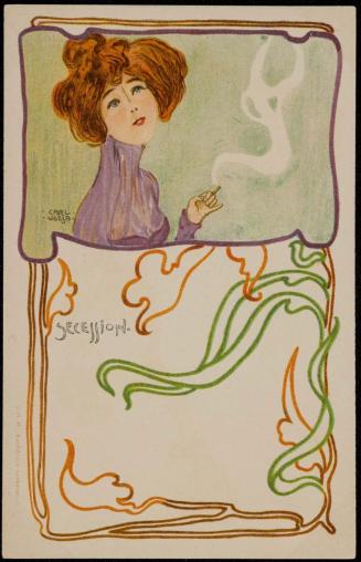 Red-haired woman smoking