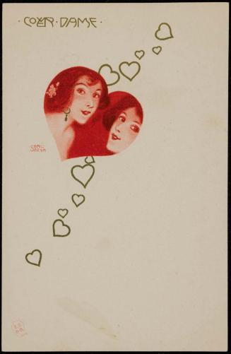 Two women enclosed in a heart, from the series Lady Hearts