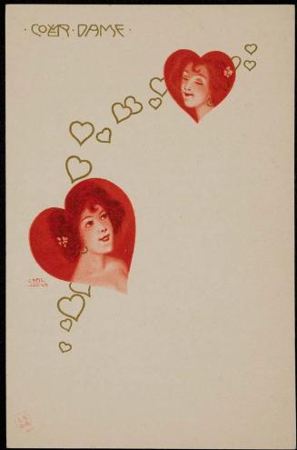 Two women enclosed in seperate hearts, from the series Lady Hearts