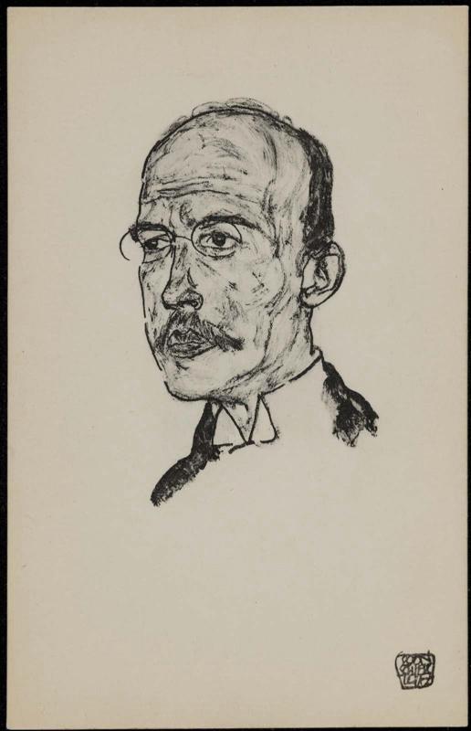 Portrait bust of man wearing eyeglasses