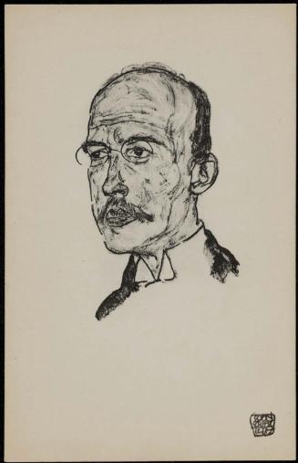 Portrait bust of man wearing eyeglasses