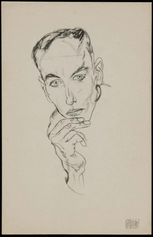 Portrait of a man with hand on his chin