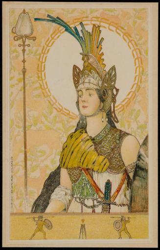 Woman warrior with feathers