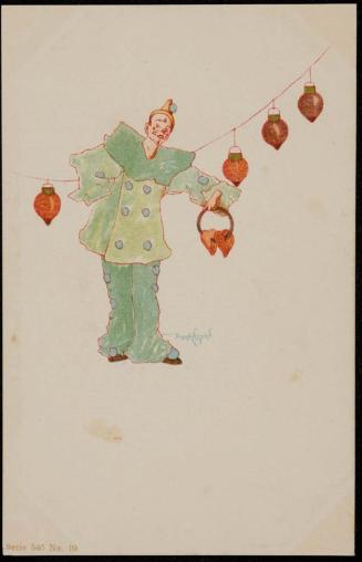 Clown with hearts on a key ring