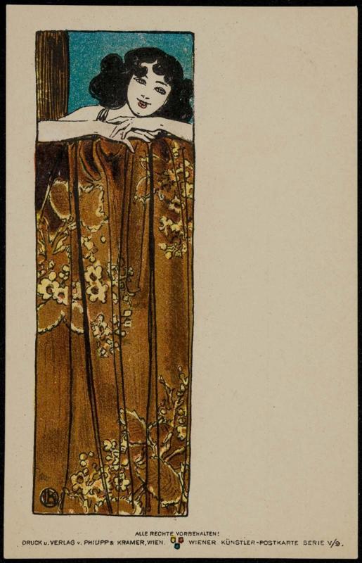 Woman in a brown floral dress