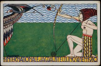 Semi-nude female hunter with a bow and arrow