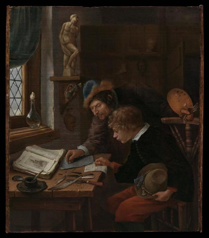 "The Drawing Lesson": A Master Correcting a Pupil's Drawing