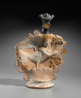Oil flask (lekythos); with figure of a Siren at front