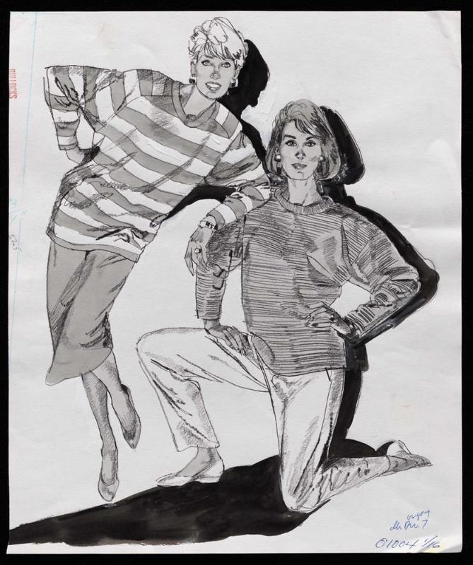 Two models in sporty striped tops