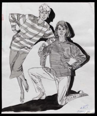 Two models in sporty striped tops