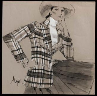 Woman with sporty hat and plaid jacket