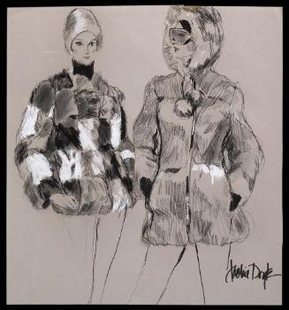 Two models in rabbit fur jackets