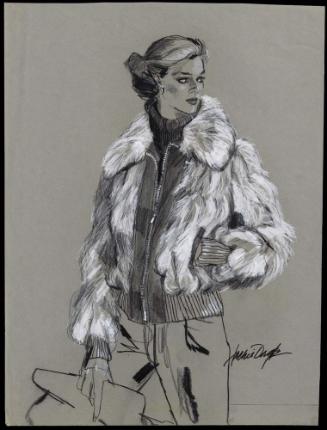 Model in rabbit fur jacket