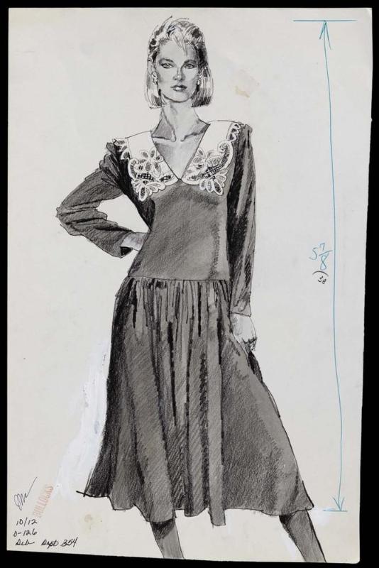 Model in dress with lace collar