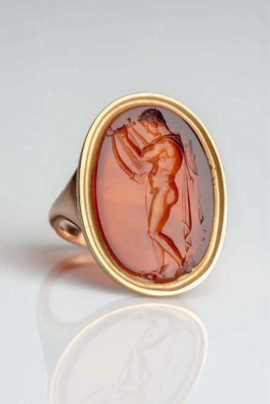 Oval gem with Hermes playing the lyre