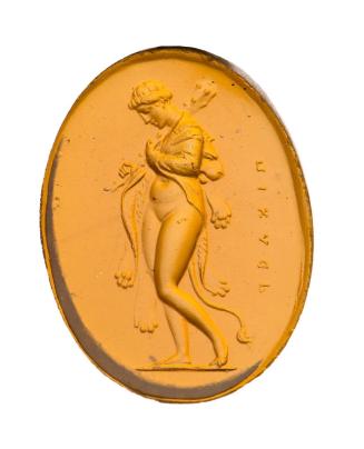 Oval gem with Omphale wearing the lion skin of Hercules