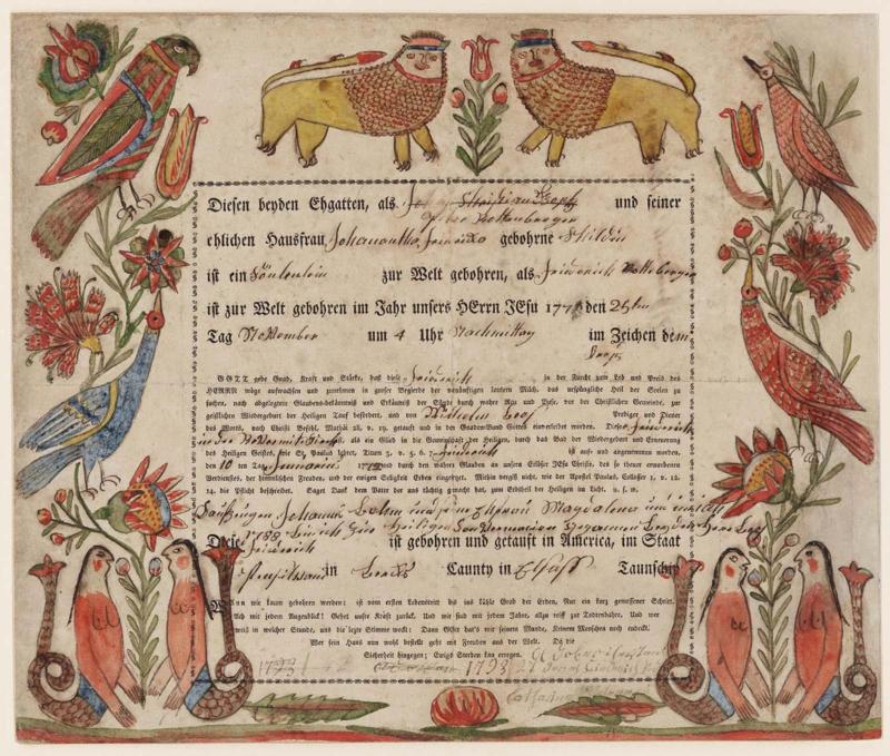 Birth and Baptism Certificate of Frederich Rottenberger