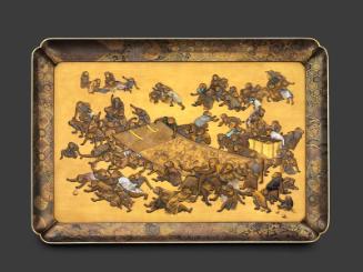 Tray with decoration of the hundred monkeys