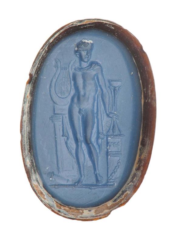 Oval gem with standing Apollo