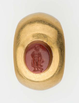 Ring with oval gem with Asklepios