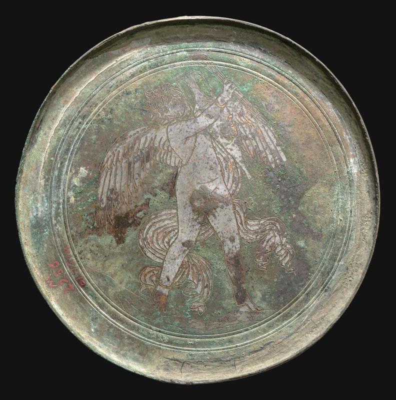 Mirror cover interior with winged Hymenaeus