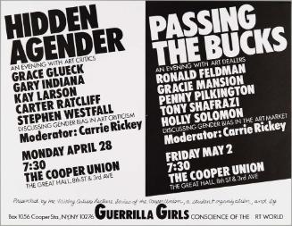 Hidden Agender, An Evening With Art Critics Passing The Bucks, An Evening With Art Dealers