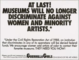 At Last! Museums Will No Longer Discriminate Against Women And Minority Artists