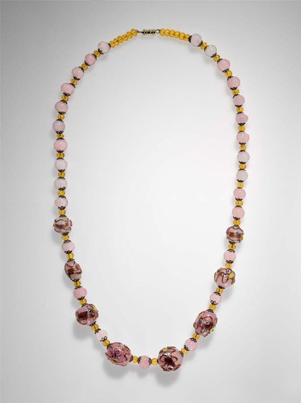 Pink glass bead necklace