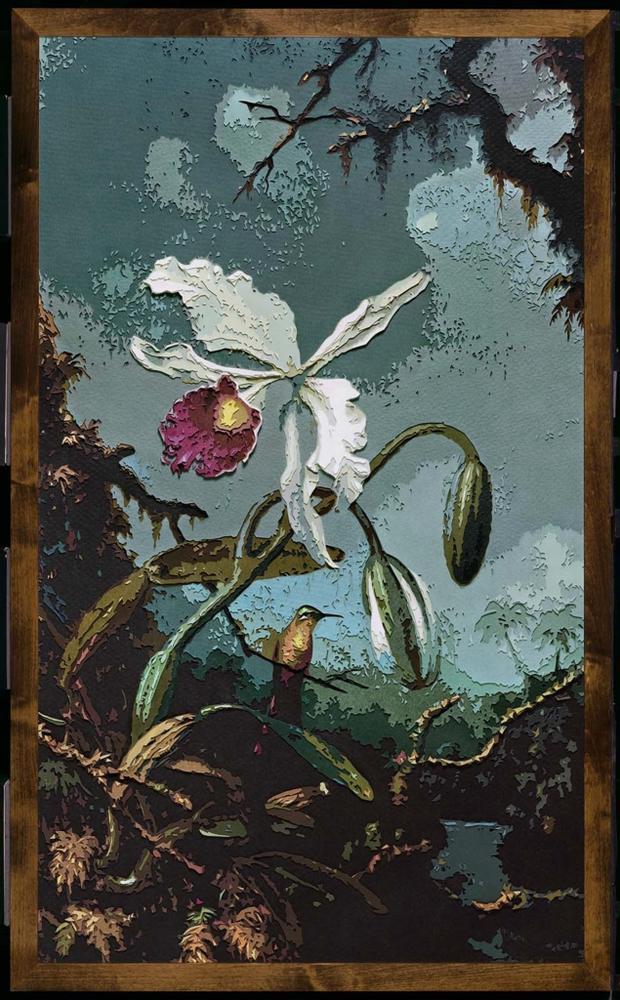 White Brazilian Orchid, after Martin Johnson Heade (Pictures of Paper - Color)