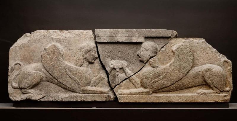 Architrave block from the Temple of Athena at Assos with facing sphinxes
