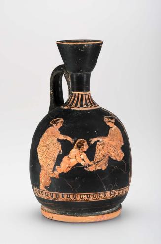 Oil flask (lekythos) with women and children