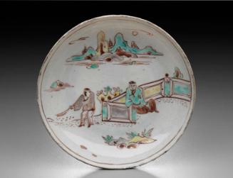 Dish with a design of figures and landscape