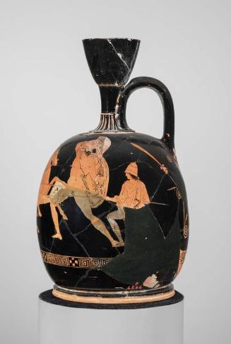 Oil flask (lekythos) with battle of Greeks and Amazons