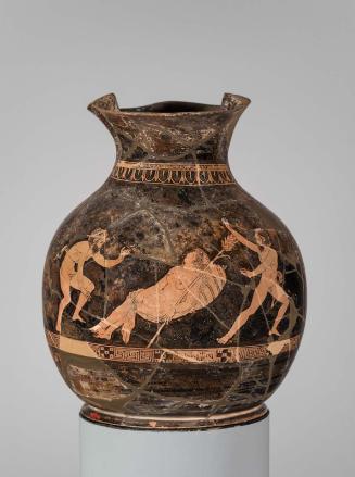 Pitcher (oinochoe) with satyrs and a sleeping maenad