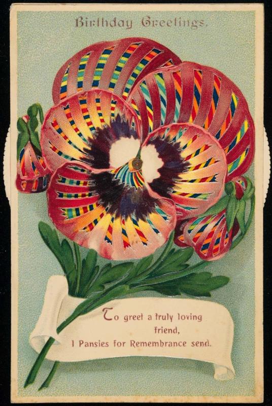 Kaleidoscopic card of pansies